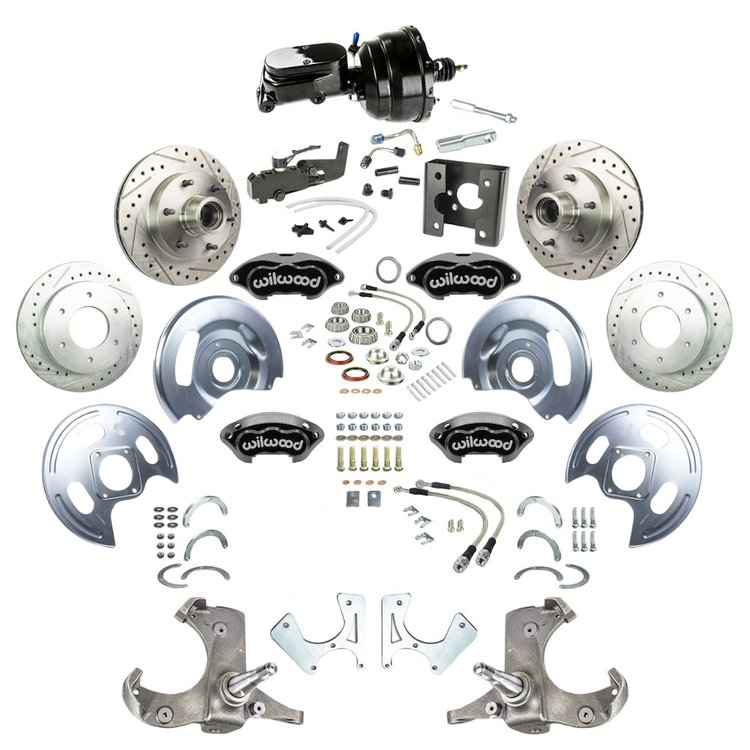 TDC6356BYP 1963-1966 GM C10/15 Truck 2WD Power 4-Wheel Brake Kit Black Wilwood Calipers Black Upper