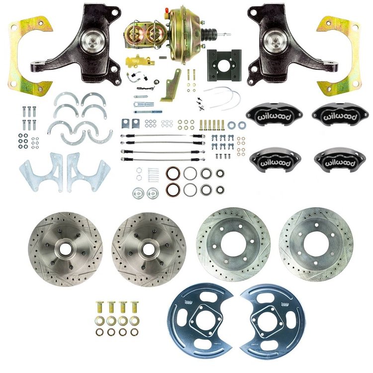 TDC6356DBP 1963-1966 GM C10/C15 Truck 2 in. Drop, Power 4-Wheel Disc Kit, Black Wilwood Calipers