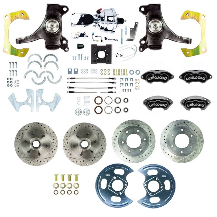TDC6356DBXP 1963-1966 GM C10/15 Truck 2WD, 2 in. Drop Power 4-Wheel Disc, Black Wilwood Calipers