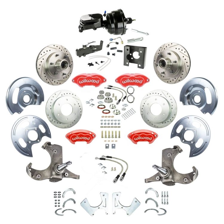 TDC6356ZYP 1963-1966 GM C10/15 Truck/Suburban w/2WD, Power 4-Wheel Disc Brake Red Wilwood Calipers