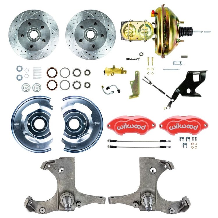 TDC6725ZP 1967-1970 Chevy C10/15 Truck/Suburban Power Front Disc Conv Red Wilwood Calipers