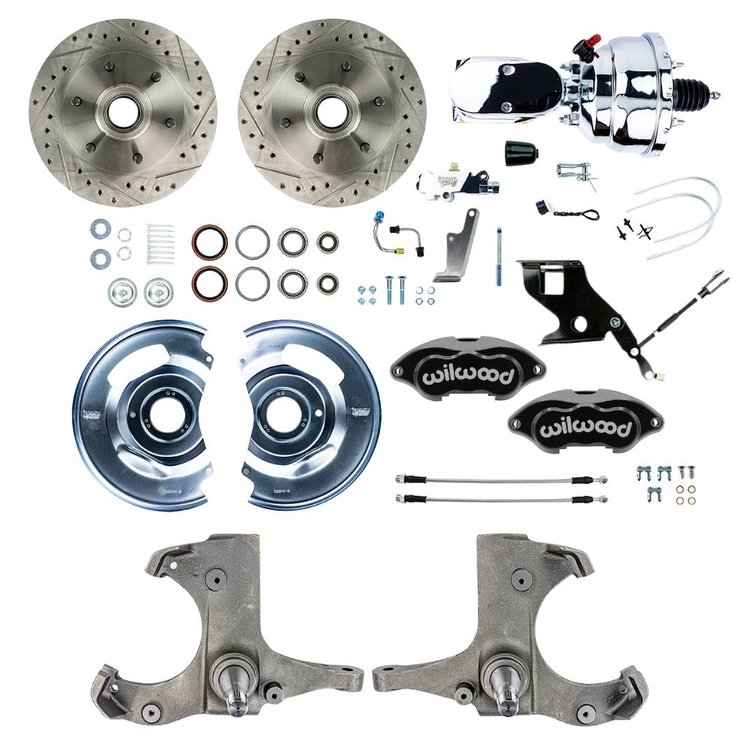 TDC6726BXP 1967-1970 Chevy C10/15 Truck/Suburban, Pwr Disc Kit, Black Wilwood Calipers, Chrome Upper