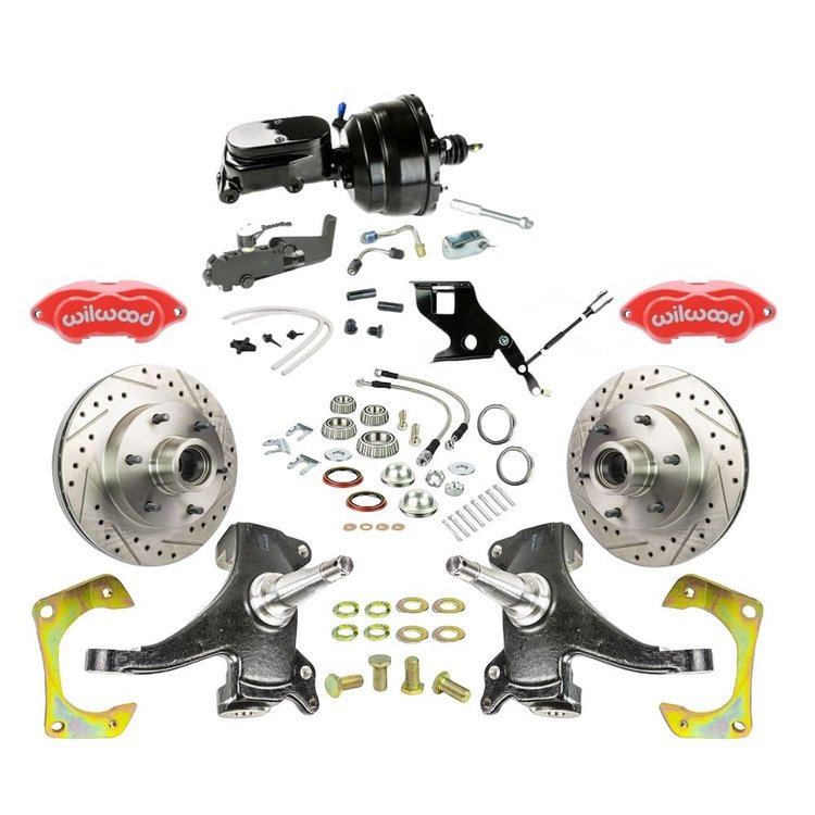 TDC6726DZYP 1967-1970 GM C10/C15 Truck/Suburban 2 in. Drop Power Disc Kit Red Wilwood Calipers Black Upper