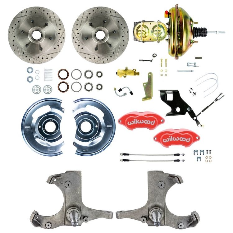 TDC6726ZP 1967-1970 Chevy C10/15 Truck/Suburban, Power Front Disc Brake Kit w/Red Wilwood Calipers