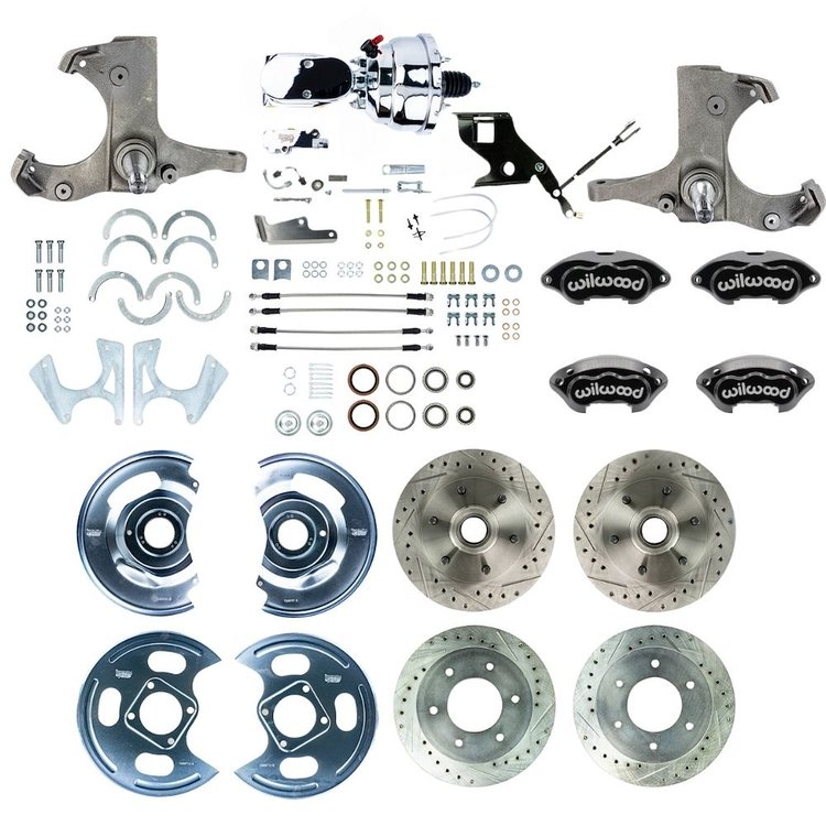 TDC6756BXP 1967-1970 GM C10/C15 Truck/Suburban 2WD, Power 4-Wheel Disc Kit, Black Wilwood Calipers