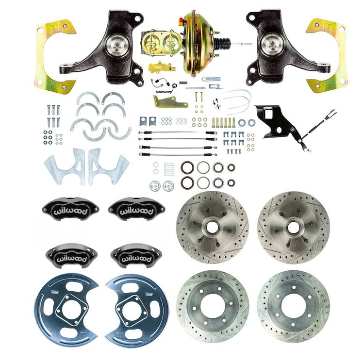 TDC6756DBP 1967-1970 GM C10/C15 Truck 2 in. Drop, Power 4-Wheel Disc Kit, Black Wilwood Calipers