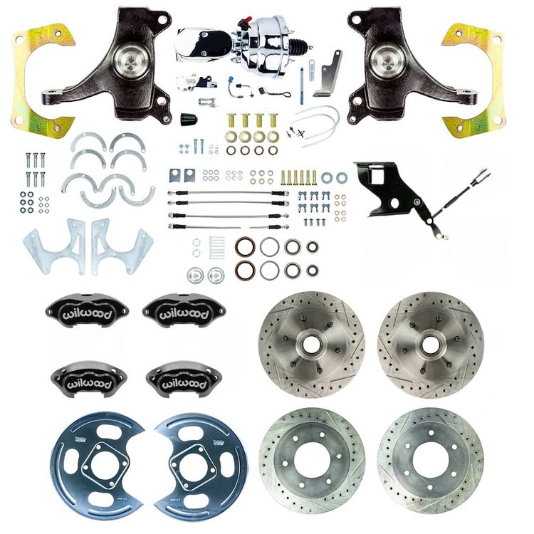 TDC6756DBXP 1967-1970 GM C10/15 Truck 2WD, 2 in. Drop Power 4-Wheel Disc, Black Wilwood Calipers