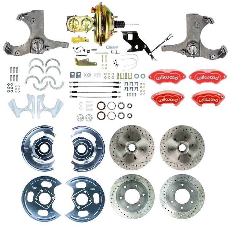 TDC6756ZP 1967-1970 GM C10/C15 Truck 2WD, Power 4-Wheel Disc Brake Kit, Red Wilwood Calipers