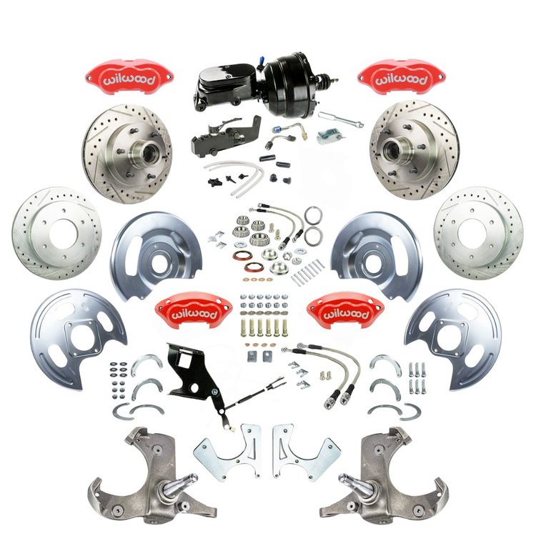 TDC6756ZYP 1967-1970 GM C10/15 Truck 2WD Power 4-Wheel Disc Brake Kit, Red Wilwood Calipers