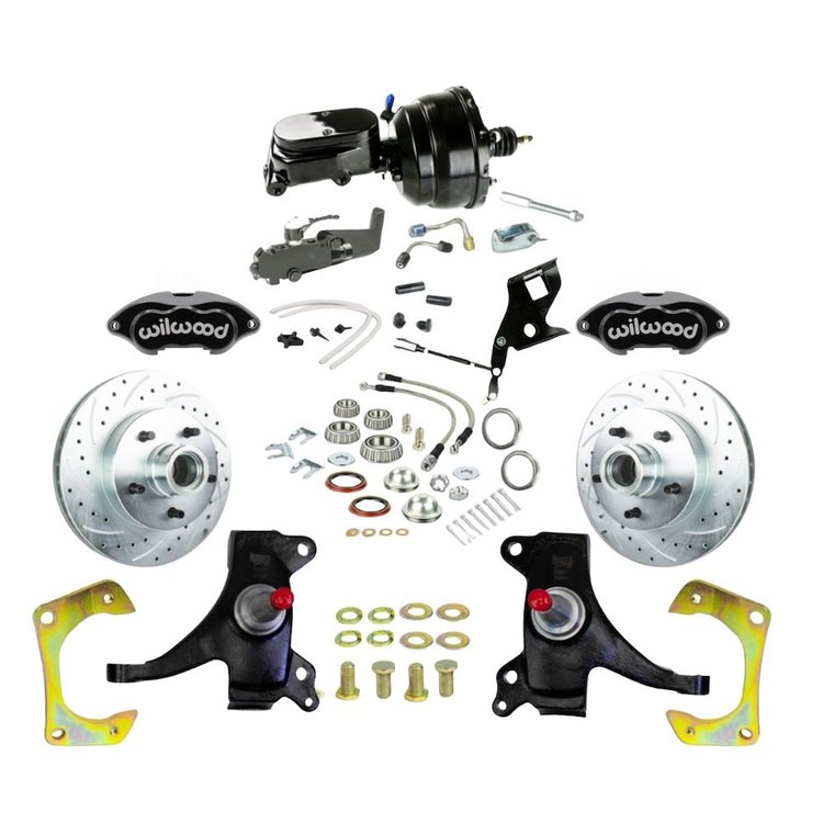 TDC7125DBYP 1971-1972 GM C10/15 Truck, 2 in. Drop, Power Front Disc Kit, Black Wilwood Calipers