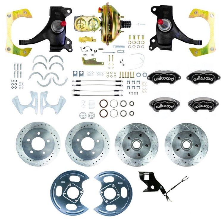 TDC7155DBP 1971-1972 GM C10/15 Truck/Suburban 2 in. Drop Power 4-Wheel Disc Kit Black Wilwood Calipers