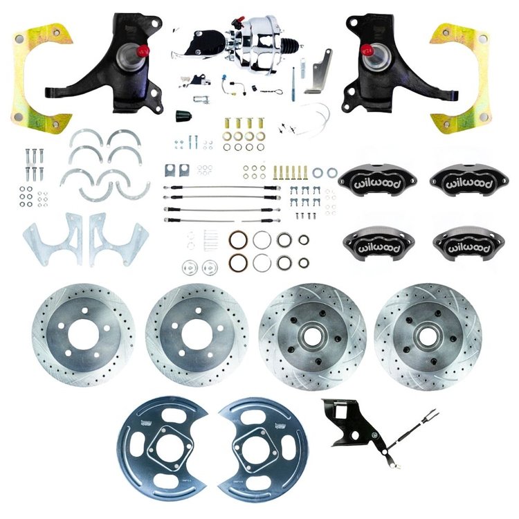 TDC7155DBXP 1971-1972 GM C10 Truck 2 in.Drop Power 4-Wheel Disc Black Wilwood Calipers Chrome Upper