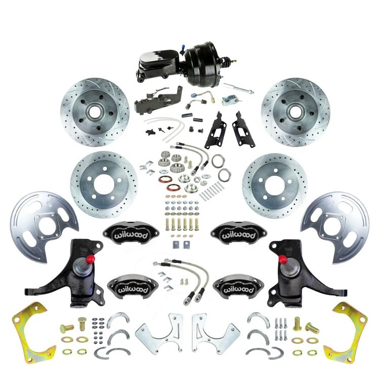 TDC7355DBYP 1973-1987 GM C10 Truck 2 in. Drop Power 4-Wheel Disc Black Wilwood Calipers Black Upper
