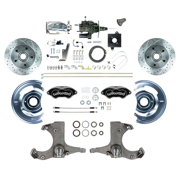 THB6015BXP 1960-1962 GM Hydraulic Assist Front Disc Brake Kit Black Wilwood Calipers Chrome Upper