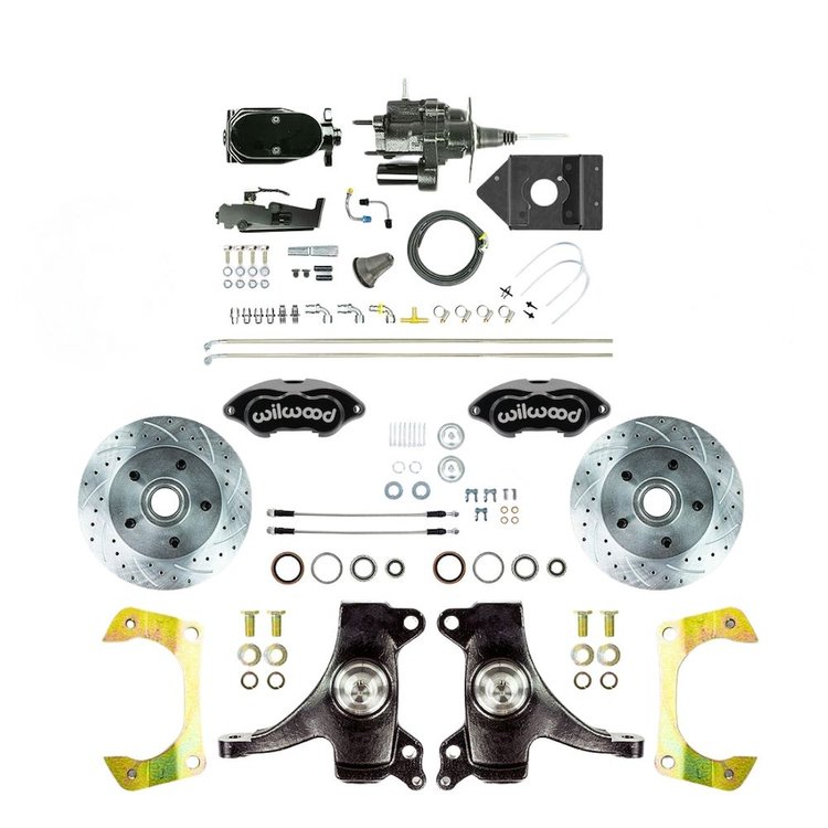 THB6015DBYP 1960-1962 GM Truck 2 in. Drop Hydraulic Assist Front Disc Kit Black Wilwood Calipers