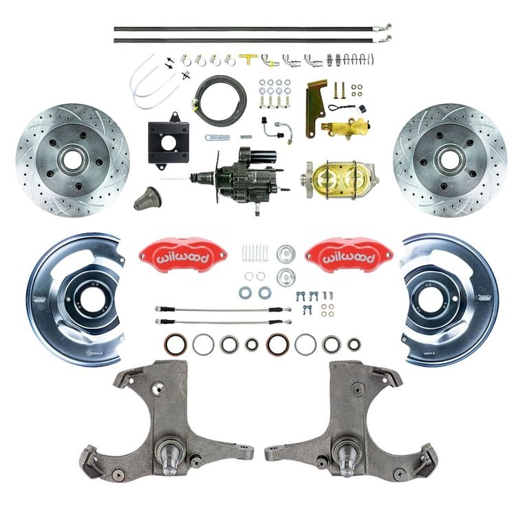 THB6015ZP 1960-1962 Chevy/GMC Truck Hydraulic Assist Front Disc Brakes, Red Wilwood Calipers