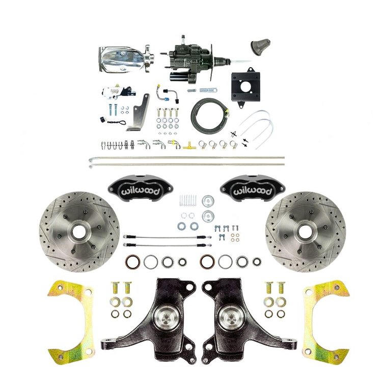 THB6016DBXP 1960-1962 GM Hydraulic Assist 2 in. Drop Front Disc Black Wilwood Calipers Chrome Upper