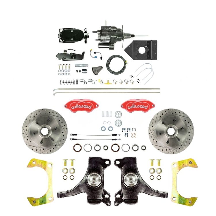 THB6016DZYP 1960-1962 GM Truck 2 in. Drop, Hydraulic Assist Front Disc Brakes, Red Wilwood Calipers