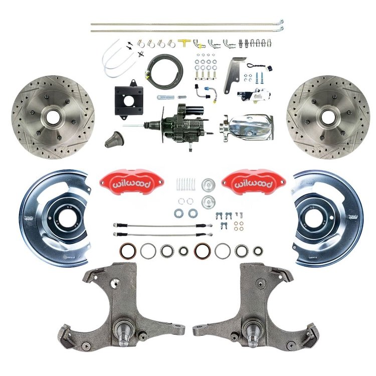THB6016ZXP 1960-1962 GM Truck, Hydraulic Assist Front Disc Brakes with Red Wilwood Calipers