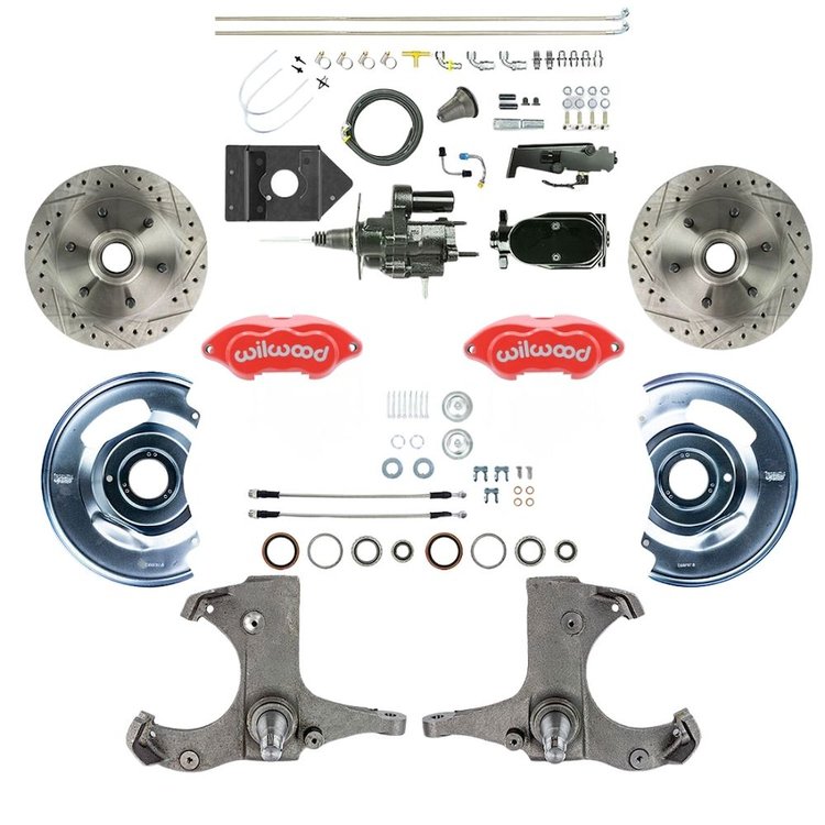 THB6016ZYP 1960-1962 GM Truck/Suburban, Hydraulic Assist Front Disc Brake Kit Red Wilwood Calipers