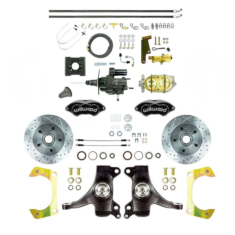 THB6325DBP 1963-1966 Chevy Truck 2 in. Drop, Hydro Boost Disc Brake Conv, Black Wilwood Calipers