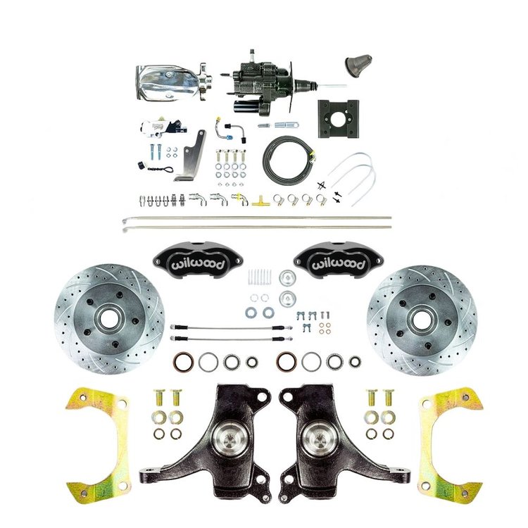 THB6325DBXP 1963-1966 Chevy Truck 2 in. Drop, Hydro Boost Disc Brake Conv Black Wilwood Calipers