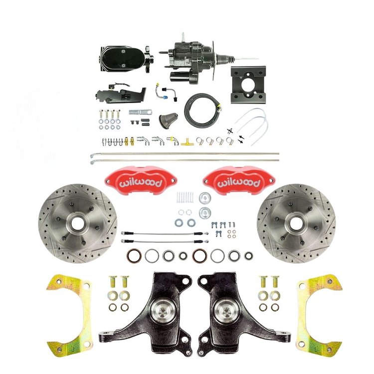 THB6325DZYP 1963-1966 GM Truck/Suburban 2 in. Drop Black Hydraulic Assist Disc Conv Red Wilwood Caliper