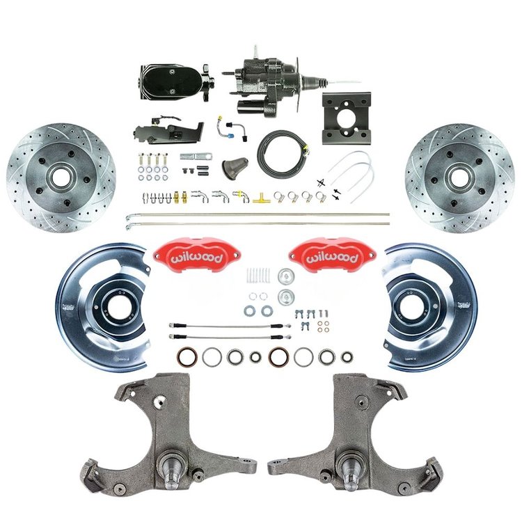 THB6325ZYP 1963-1966 GM Truck/Suburban Black Hydraulic Assist Disc Brake Conv Red Wilwood Calipers