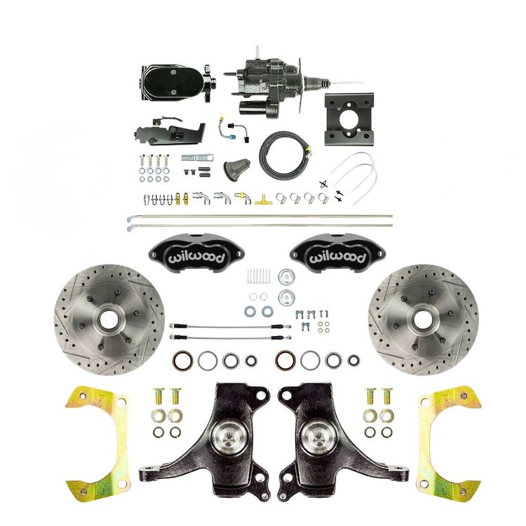 THB6326DBYP 1963-1966 GM Truck, 2 in. Drop, Black Hydraulic Assist Disc Conv Black Wilwood Calipers
