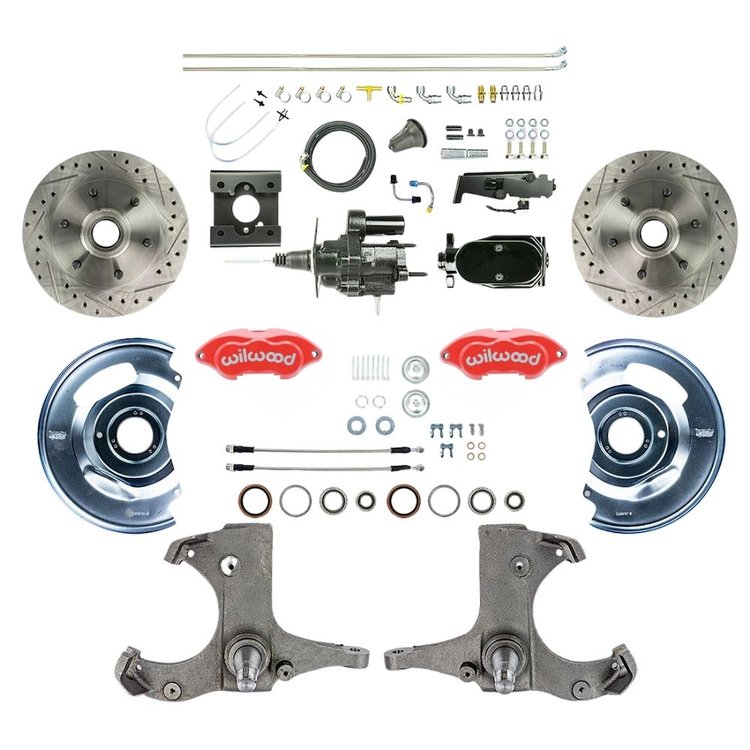 THB6326ZYP 1963-1966 GM Truck/Suburban Black Hydraulic Brake Assist Disc Conv Red Wilwood Calipers