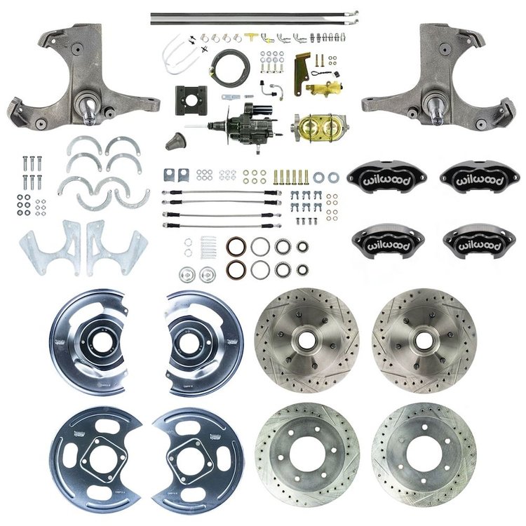 THB6356BP 1963-1966 GM Truck 2WD Hydraulic Assist 4-Wheel Disc Brake Kit Black Wilwood Caliper