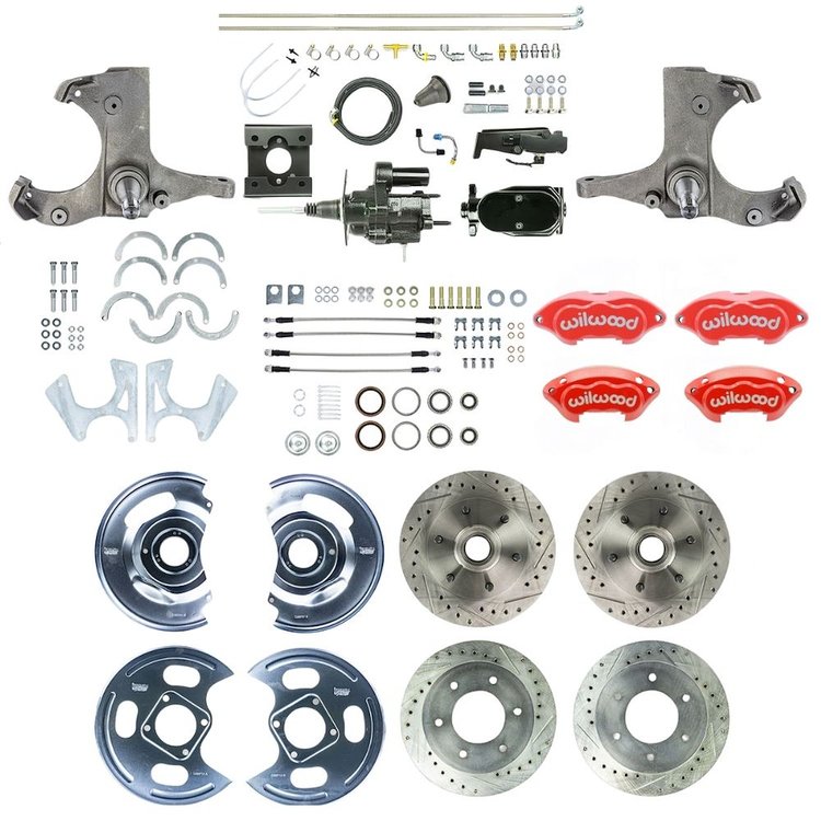 THB6356ZYP 1963-1966 GM Truck 2WD, Hydraulic Assist 4-Wheel Disc Brake Red Wilwood Calipers
