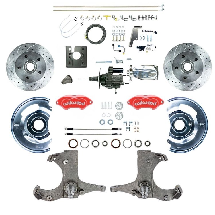 THB6725ZXP 1967-1970 Chevy C10/15 Truck Chrome Hydraulic Assist Front Conv Red Wilwood Calipers