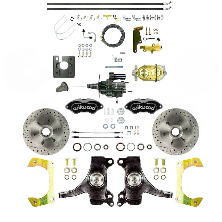 THB6726DBP 1967-1970 Chevy Truck 2 in. Drop, Hydraulic Assist Disc Brake Kit, Black Wilwood Calipers