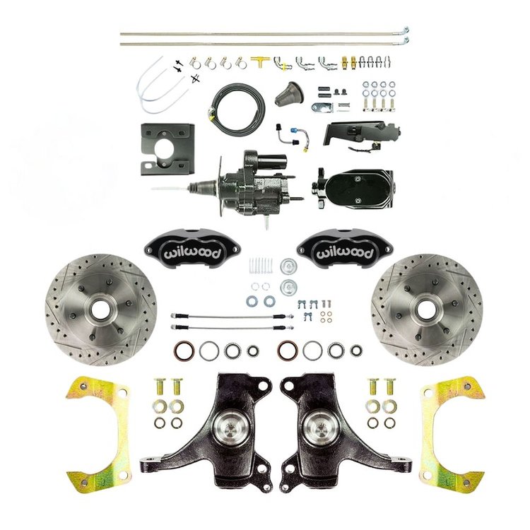THB6726DBYP 1967-1970 Truck 2 in. Drop Black Hydraulic Assist Front Brake Kit, Black Wilwood Calipers
