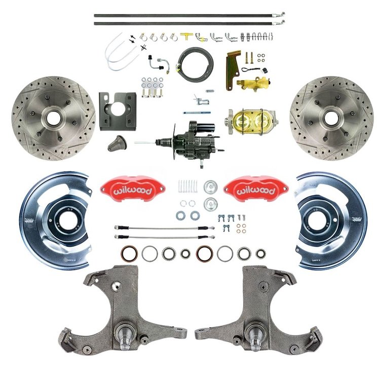 THB6726ZP 1967-1970 Chevy Truck, Hydraulic Assist Front Disc Brake Kit Red Wilwood Calipers