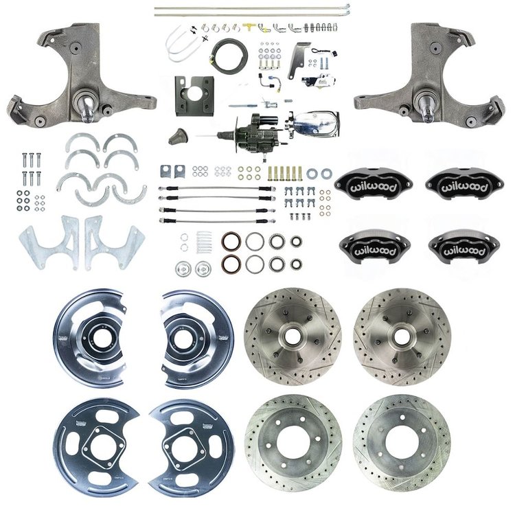 THB6756BXP 1967-1970 GM Truck 2WD, Hydraulic assist 4-Wheel Disc Kit, Black Wilwood Calipers