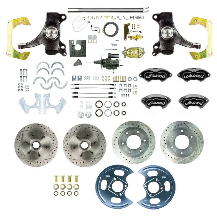 THB6756DBP 1967-1970 GM Truck 2 in. Drop, Hydraulic assist 4-Wheel Disc Kit Black Wilwood Calipers