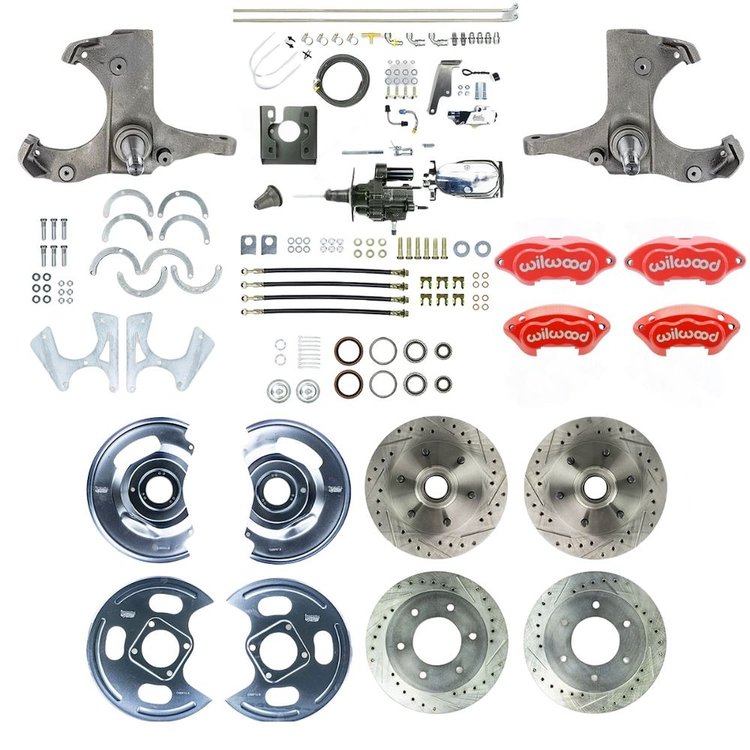 THB6756ZXP 1967-1970 GM Truck, 2WD Hydraulic assist 4-Wheel Disc Brake Kit Red Wilwood Calipers