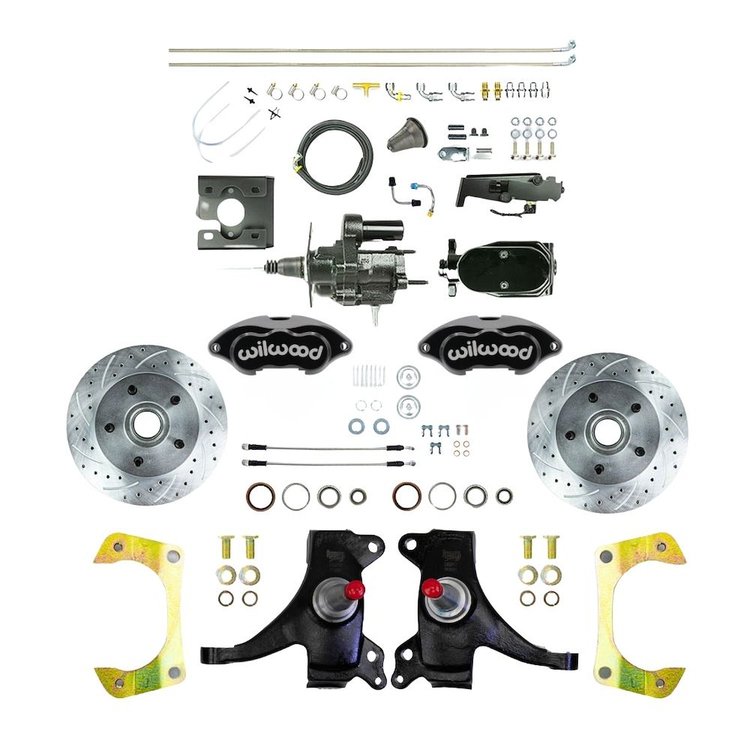 THB7125DBYP 1971-1972 C10 Truck 2 in. Drop Black Hydraulic Assist Disc Kit Black Wilwood Calipers