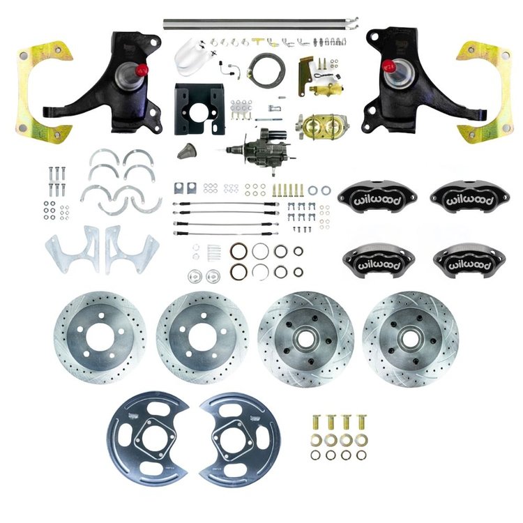 THB7155DBP 1971-1972 C10 Truck 2 in. Drop Hydraulic Assist 4-Wheel Disc Kit Black Wilwood Calipers