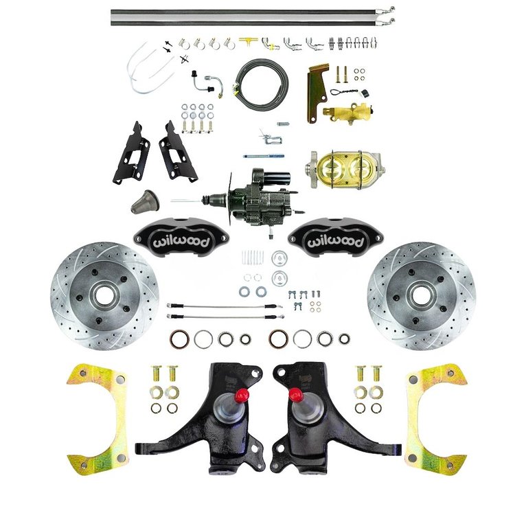 THB7325DBP 1973-1987 GM C10 Truck 2 in. Drop Pwr Hydraulic Assist Disc Kit Black Wilwood Calipers