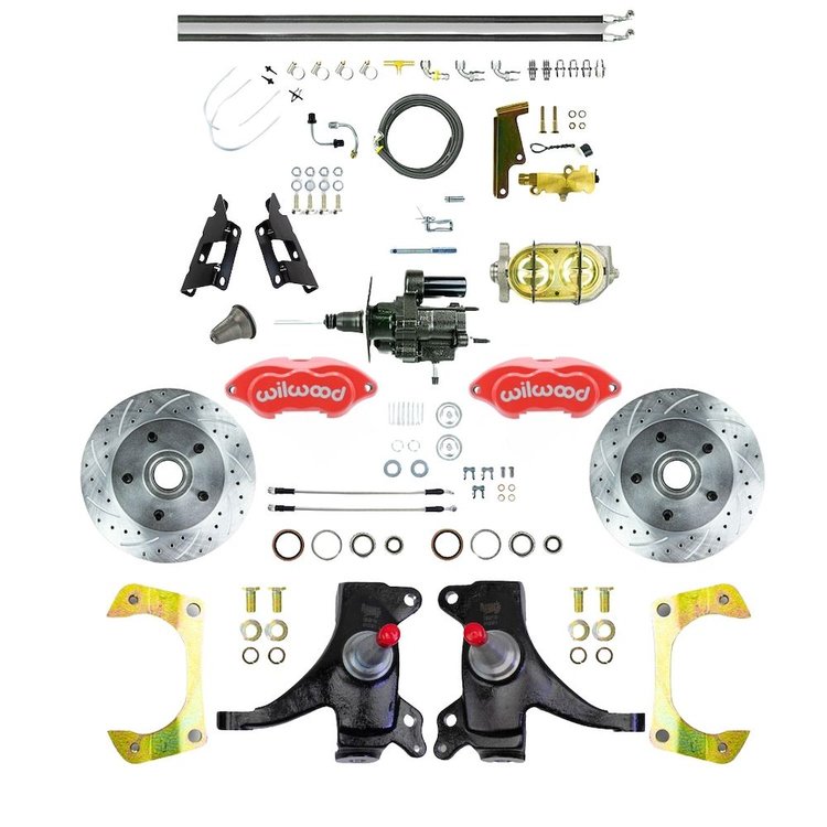 THB7325DZP 1973-1987 GM C10/C15 Truck 2 in. Drop, Power Hydraulic Assist Disc Red Wilwood Calipers
