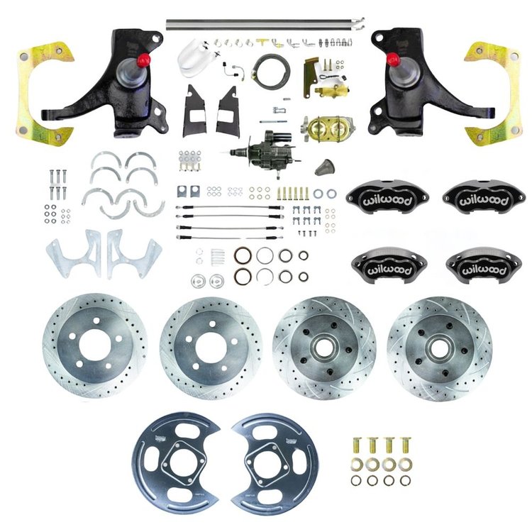 THB7355DBP 1973-1987 C10 Truck 2 in.Drop Hydraulic Assist 4-Wheel Disc Brakes Black Wilwood Calipers