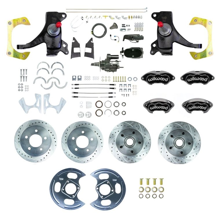 THB7355DBYP 1973-1987 C10 Truck 2 in. Drop Black Hydraulic Assist 4-Wheel Disc Black Wilwood Calipers
