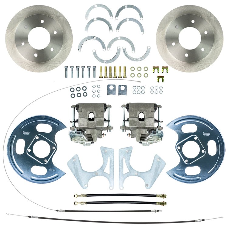 TRD4746 GM 10 & 12 Bolt Rear Disc Brake Conversion Kit Fits Select 1973-1991 Chevy/GMC Trucks w/6-Lug Wheels [Natural Calipers]