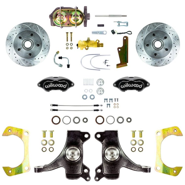 TSD6015DBP 1960-1962 Chevy C10/15 Truck 2 in.Drop Power Front Disc Brakes Black Wilwood Calipers