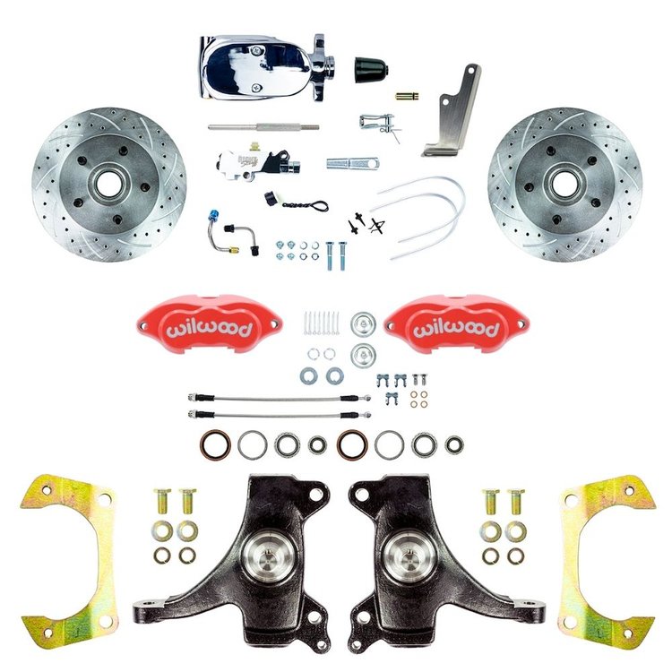 TSD6015DZXP 1960-1962 GM Truck 2 in. Drop, Std Front Disc Brake Conversion Red Wilwood Calipers