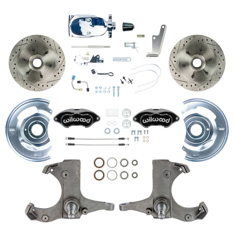 TSD6016BXP 1960-1962 Chevy/GMC Std Front Disc Brake Kit with Black Wilwood Calipers, Chrome Upper