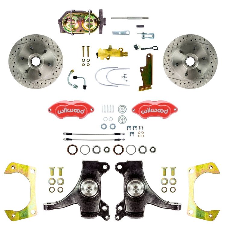 TSD6016DZP 1960-1962 GM Truck 2 in. Drop, Standard Front Disc Brake Conv Kit, Red Wilwood Calipers
